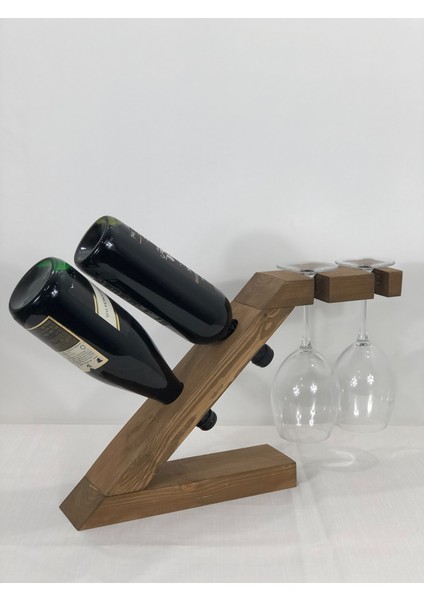 Doğal Ahşap Masa Üstü Şaraplık Standı Masif Dekoratif Şaraplık Meşe fırsatları