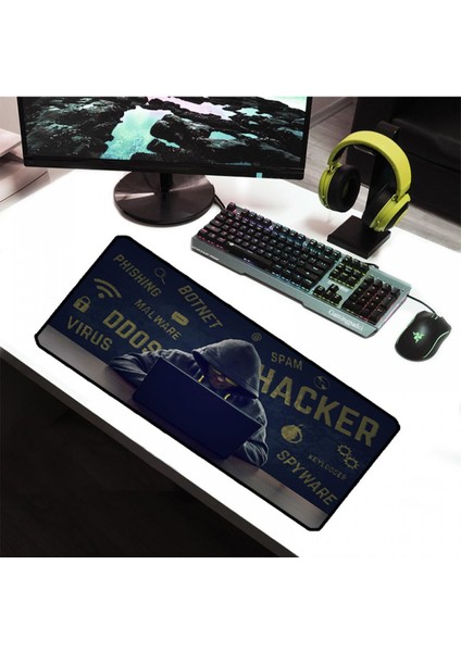 SGE TEKNOLOJİ 70 x 30 cm Hacker 1 Dikişli Kaydırmaz Taban Oyuncu Mouse Pad