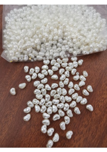 500 Gr. Krem Renk Plastik Inci Boncuk (Yamuk Inci) fiyatları