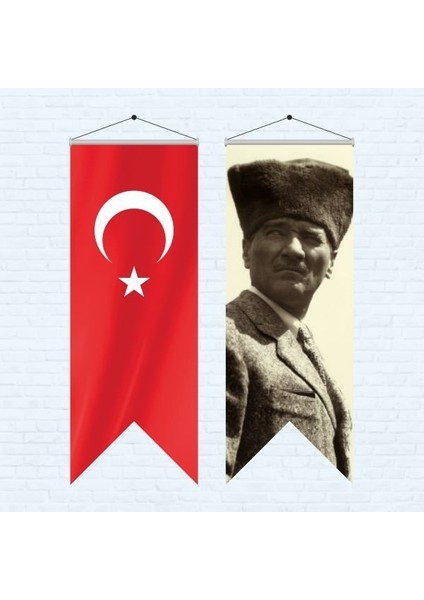 Atatürk Posteri ve Türk Bayrağı Kırlangıç 70 x 200 cm 3