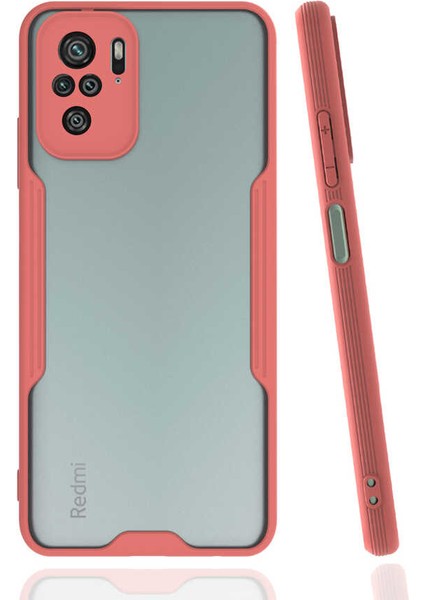 - Xiaomi Redmi Note 10 - Kılıf Kenarı Renkli Arkası Şeffaf Parfe Kapak - Pembe