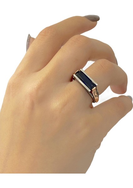 Baget Safir Taşlı Otantik 925 Gümüş Yüzük modelleri