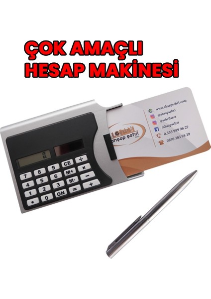 Çok Fonksiyonlu Kartvizitlik Kalem ve Hesap Makinesi Seti