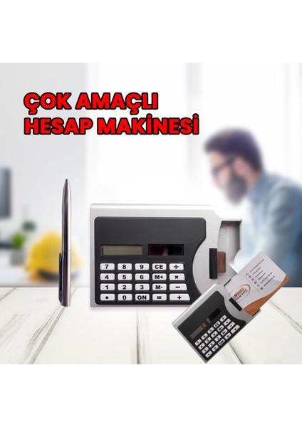 Çok Fonksiyonlu Kartvizitlik Kalem ve Hesap Makinesi Seti