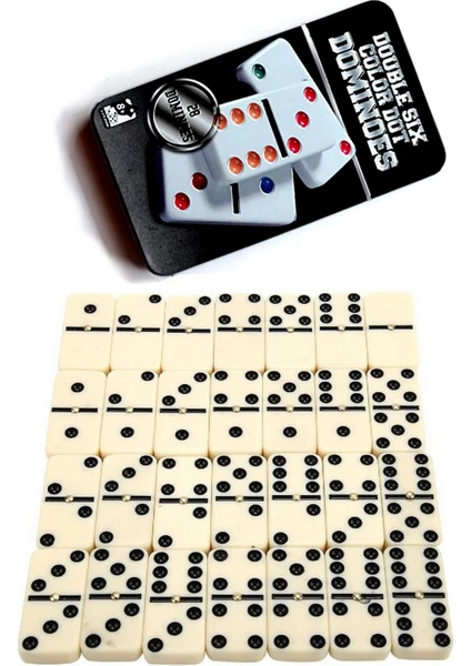 Neler Geldi Neler Büyük Boy Domino Oyun Seti Seramik Metal Kutulu 5 x 2,5 x 1 cm