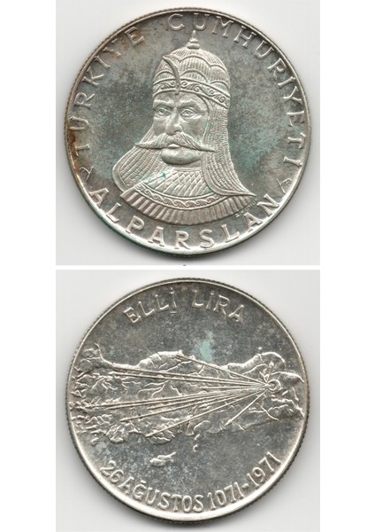 50 Lira (1971) Alparslan Çil Gümüş Hatıra Para