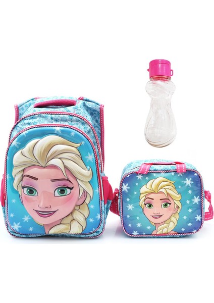 Tam Mavi Elsa Çanta Beslenme Suluk Okul Çantası Frozen Çanta Elsa Çanta