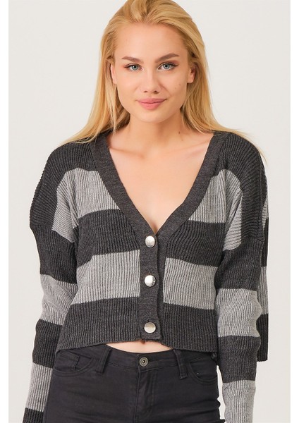 Z3008 Dewberry Kadın Hırka-Antrasit