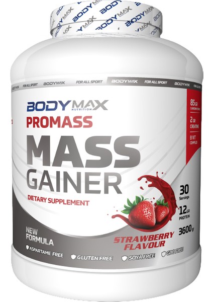 Mass Gainer Karbonhidrat Tozu 3600 gr Çilek Aromalı