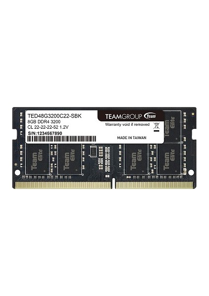 Elite 8GB (1x8GB) 3200MHz CL 22 DDR4 Notebook SODIMM Ram (TED48G3200C22-S01)