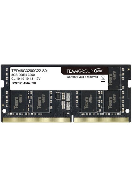 Elite 8GB (1x8GB) 3200MHz CL 22 DDR4 Notebook SODIMM Ram (TED48G3200C22-S01)