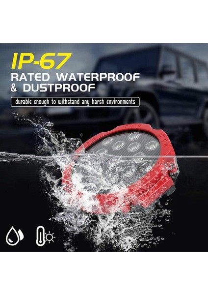 Off Road Sis Lambası 17 Power Ledli 51 W Kırmızı Çerçeve