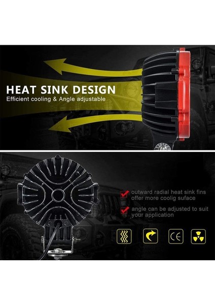 Off Road Sis Lambası 17 Power Ledli 51 W Kırmızı Çerçeve