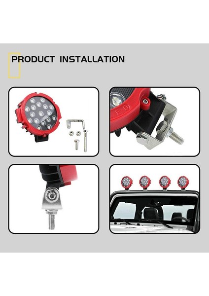 Off Road Sis Lambası 17 Power Ledli 51 W Kırmızı Çerçeve