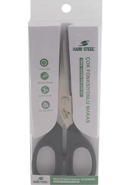 Hard Steel Japon Stili Plastik Saplı Çok Fonksiyonlu 6.5inç Makas / HS-9158  (6.5")