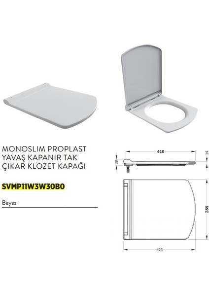 Salvo Monoslim Proplast Yavaş Kapanan Tak-Çıkar Klozet Kapağı