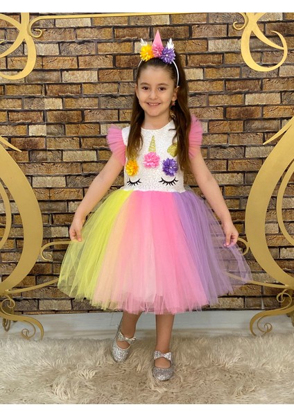 Kız Çocuk Unicorn Tütü Elbise