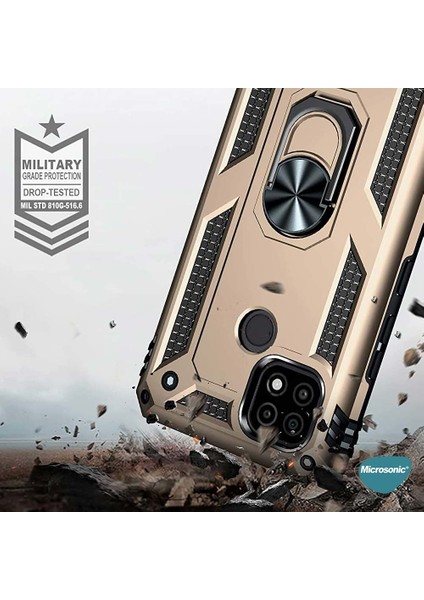 Realme C21 Kılıf Military Ring Holder Gold