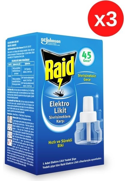 Elekro Likit 1 Yedek 45 Gece Sivrisineklere Karşı x 3