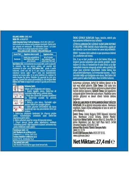 Elekro Likit 1 Yedek 45 Gece Sivrisineklere Karşı x 3