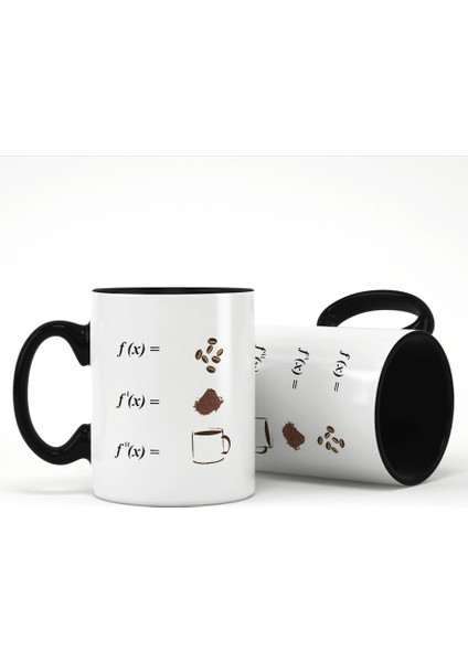 Matematik ve Kahve Temalı Siyah Kupa Bardak