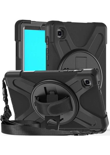 - Samsung Galaxy Tab A7 Lite T225 - Tablet Kılıfı Boyun ip Askılı El Tutmaçlı Koruyucu Zırh Tank Defender Kılıf - T18096