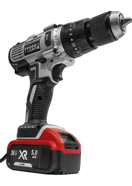 36V Darbeli Akülü Şarjlı Vidalama Matkap 5AH 13MM Metal Mandren Çift Akülü Redmax