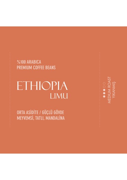 Ethiopia Limu Çekirdek Filtre Kahve 250 G