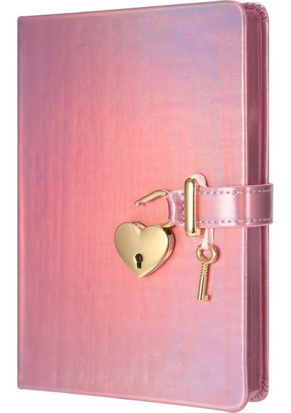 Hush Hush Kilitli Çizgili Defter Metalik Lila 13 x 18 cm