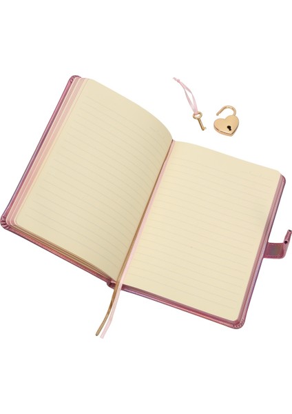Hush Hush Kilitli Çizgili Defter Metalik Lila 13 x 18 cm fiyatları
