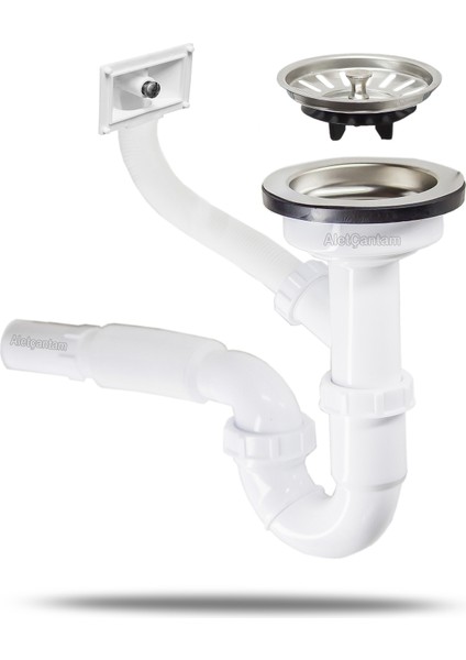 Çöpmak Büyük Mutfak Evye Lavabo Sifonu - Paslanmaz Süzgeç (Taşmalı)