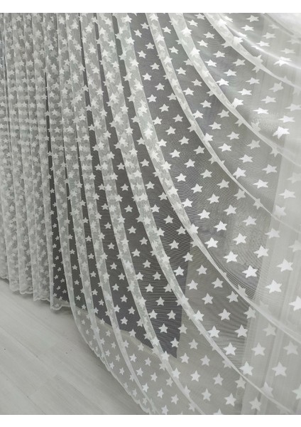 Yıldız Desenli Tül Perde 1x2 Seyrek Pileli modelleri