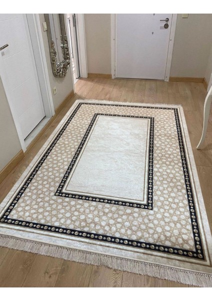 Saray Halısı Kaymaz Tabanlı Yıkanabilir Halı Kilim Yolluk Krem