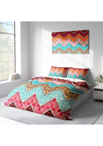 Zikzak Motif 3D Pamuk Saten Çift Kişilik Nevresim Takımı fiyatları