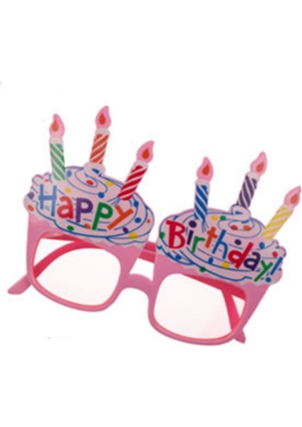 Pembe Renk Mumlu Happy Birthday Gözlük