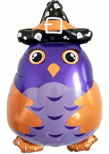 Cadılar Bayramı Halloween Baykuş Şeklinde Folyo Balon 78 x 48 cm