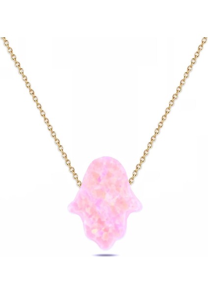 Pembe Fatma Ana El Izi Resin Taş Kolye