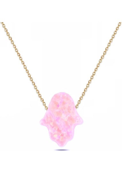 Pembe Fatma Ana El Izi Resin Taş Kolye fırsatları