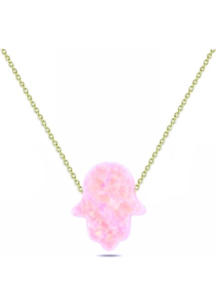 Pembe Fatma Ana Eli Resin Taş Kolye modelleri