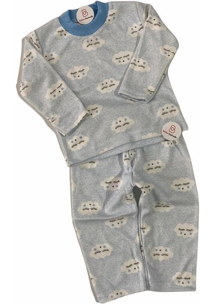 Bulut Desenli Pamuklu Ikili Bebek Pijama Takımı