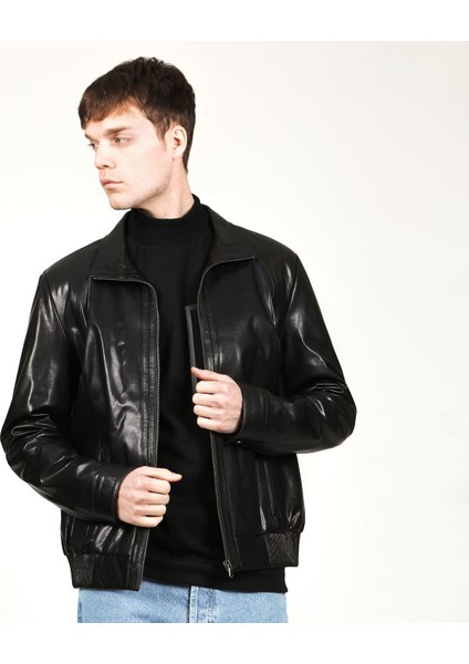 E-1093 Vejetal Büyük Beden Gerçek Deri Erkek Mont