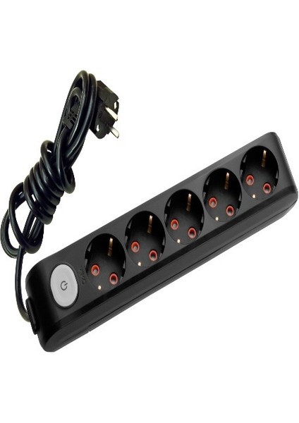 Multi-Let 5'li Anahtarlı Siyah Priz -3mt.