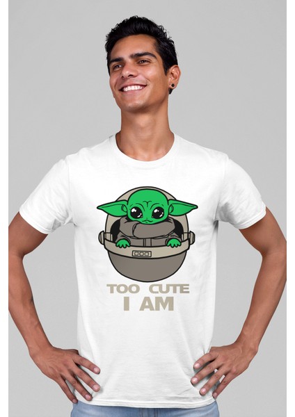 Bebe Yoda Beyaz Kısa Kollu Erkek T-Shirt