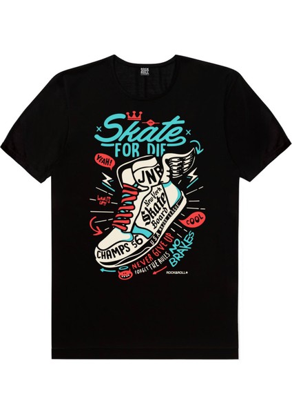 Kanatlı Ayakkabı Siyah Kısa Kollu Erkek T-Shirt