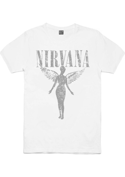 Melek Nirvana Beyaz Kısa Kollu Erkek T-Shirt