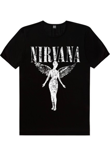 Melek Nirvana Siyah Kısa Kollu Erkek T-Shirt