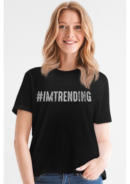 Çok Modayım Siyah Kısa Kollu Kadın T-Shirt