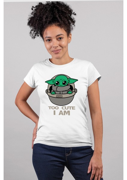 Bebe Yoda Beyaz Kısa Kollu Kadın T-Shirt
