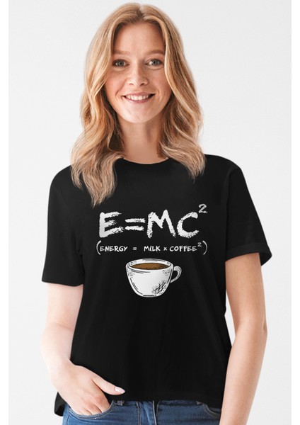 Enerjik Kahve Siyah Kısa Kollu Kadın T-Shirt
