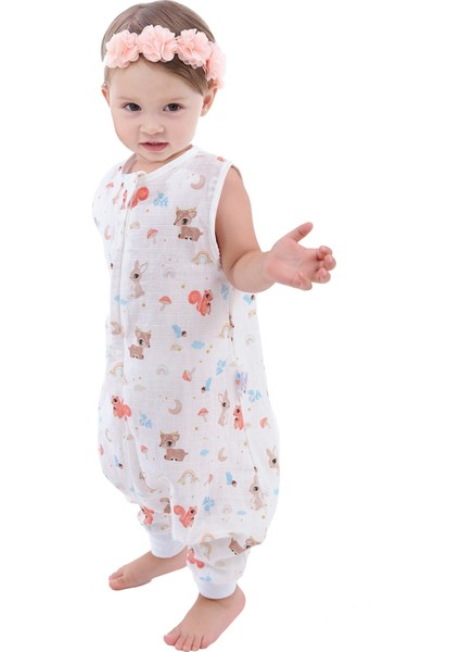 Çocuk Bebek Yazlık Baharlık Uyku Tulumu Sincap Müslin 0,5 Tog 5-6 Yaş
